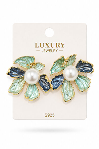 cityvision Turquoise Color Stone Vip Model Flower Design Steel Earrings