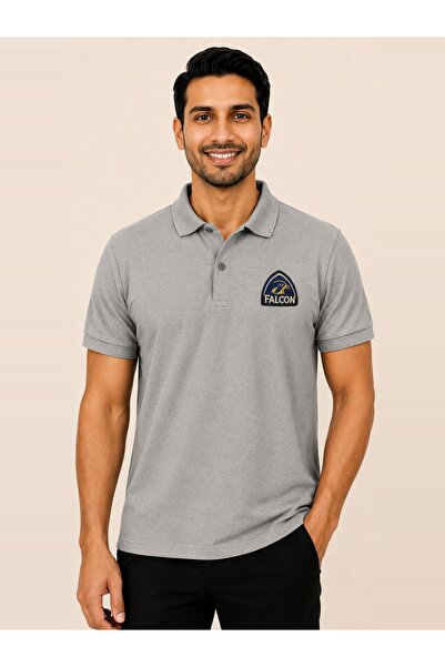 FALCON By Styli Grey Falcon Logo Short Sleeves Polo T-Shirt