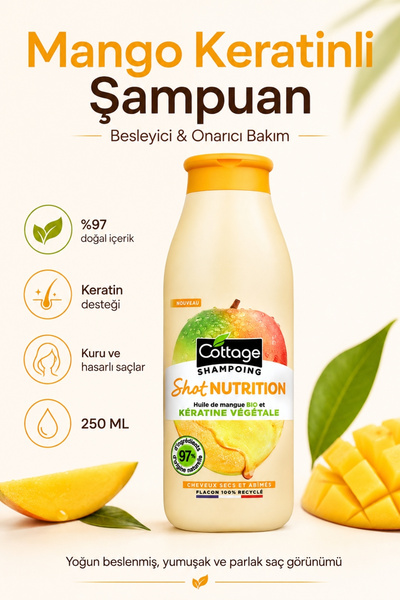 Cottage Intensive Repair & Nourishing Keratin Shampoo 250 ml - Mango Extract