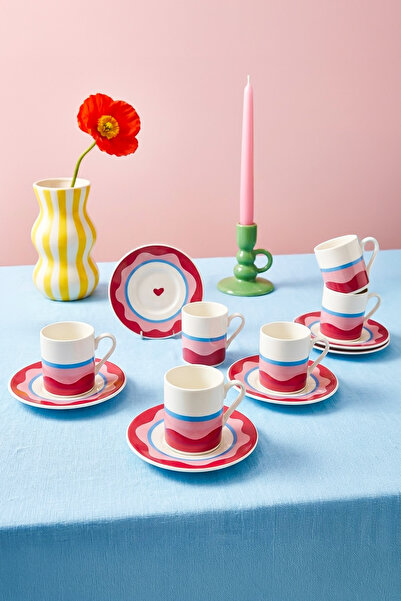 Kitchen Life 12 Parça 6 Kişilik Porselen Eclipse Kahve Fincan Takımı 100 ml