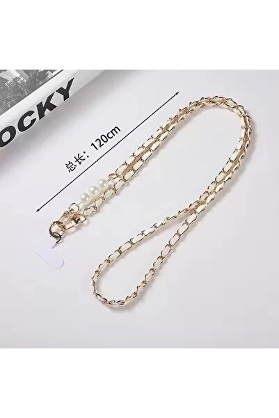 Choice1 White Phone Lanyard Women's Long Leather Woven Metal Chain with Pearl...