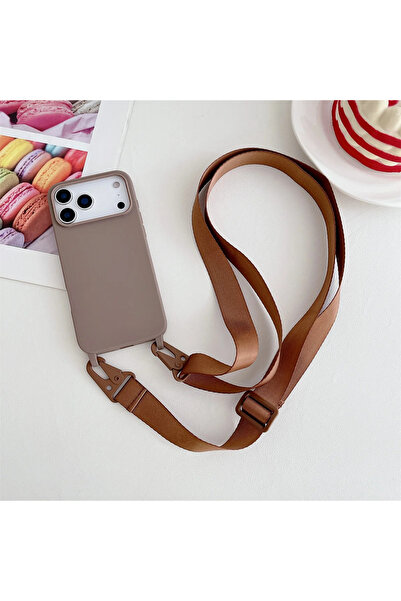 Choice3 iPhone17 Pro Max Brown Crossbody Lanyard Strap Candy Color Phone Case...