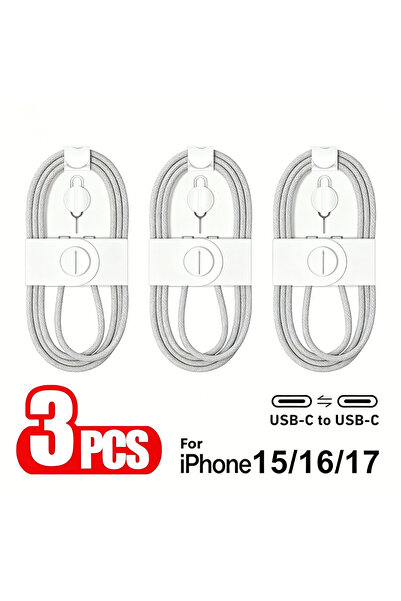 Choice 3PCS-Gray 3PCS PD 60W Dual USB-C Fast Charging Cable For iPhone 15 16 ...
