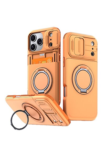 Choice76 iPhone17 Pro orange Multifunctional Wallet Phone Case W/ For MagSafe...