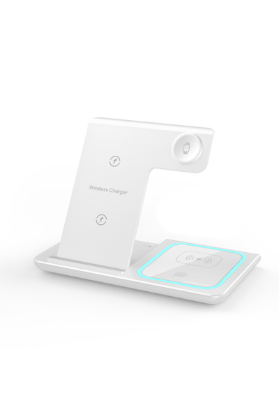 Choice White With Cable 15W 3 in 1 LED Fast Wireless Charger Stand Foldable C...