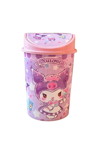 SANRIO Cute Kawaii Desktop Trash Bin with Lid – Pastel Cartoon Wastebasket fo...