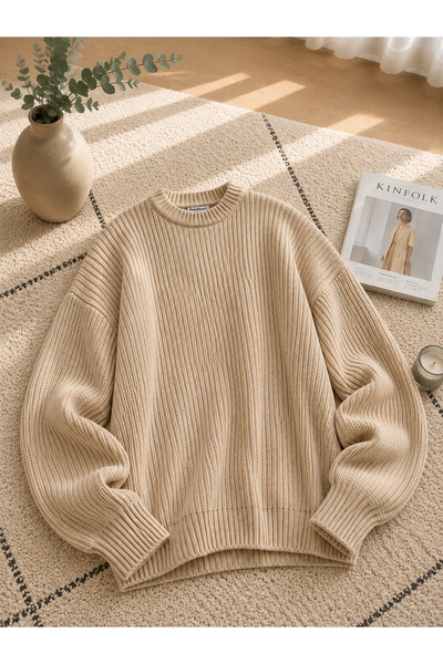 DepoExport Women's Premium Oversize Soft Crew Neck Knitwear Sweater
