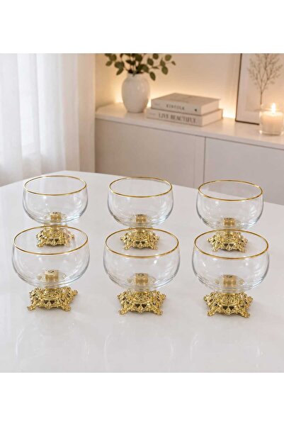 Buldem 6-Piece Gold Gilded Glass Bowl Presentation Set – Stylish Decorative S...