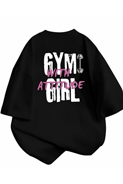 Vordevia Μπλουζάκι Gym Girl With Attitude από βαμβάκι με στάμπα, σε oversize ...