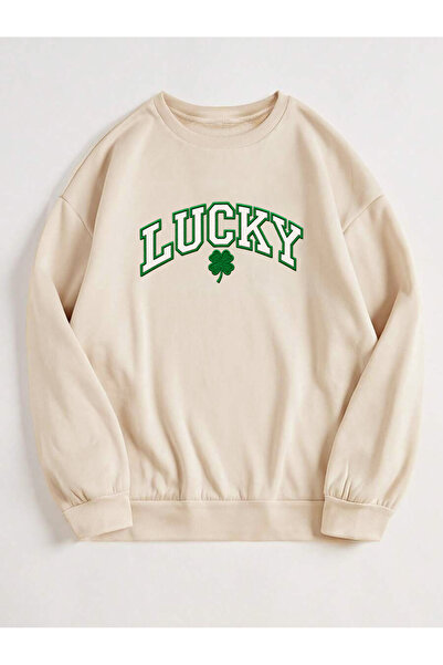 uyguntarz سويت شيرت برقبة دائرية مطبوع عليه Lucky للجنسين