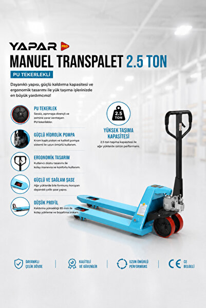 2,5 TON MANUEL DÖKÜM POMPA YERLİ ÜRETİM TRANSPALET KIRMIZI TEKER