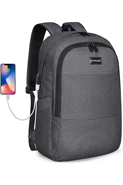ZOMAKE حقيبة ظهر للكمبيوتر المحمول، حقيبة ظهر للسفر مع منفذ شحن USB، حقيبة ظه...