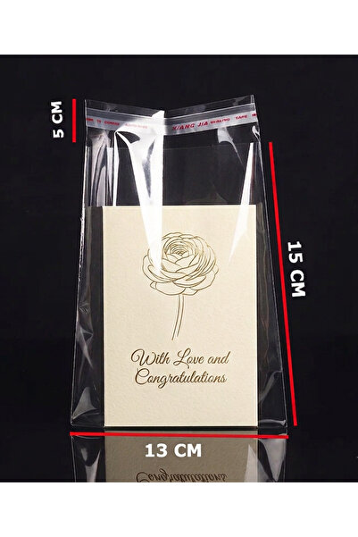 HG AMBALAJ 1000 Adet 13X20 Cm ( 13X15+5 Cm) Bantlı Yapışkanlı Şeffaf OPP Jela...