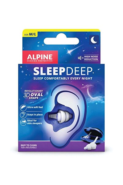 Alpine SleepDeep Ear Plugs for Sleeping – Oval Shape, Noise-Cancelling Gel, C...
