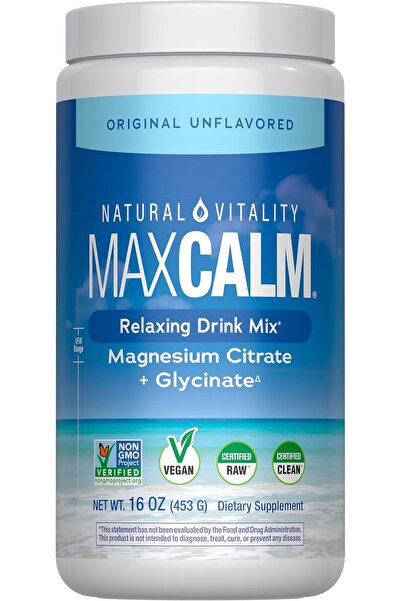 Natural Vitality مسحوق مكمل سيترات المغنيسيوم المهدئ، مضاد للتوتر، بنكهة أصلي...