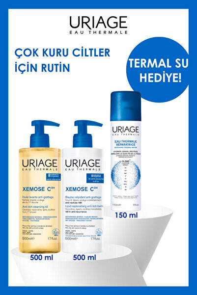 Uriage Çok Kuru Ciltler İçin Temizleme Yağı 500 ml + Balm 500 ml + 150 ml Ter...