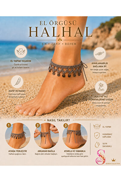 YSHINE Premium El Örgüsü Barefoot Halhal Bohem Plaj Ayak Aksesuarı