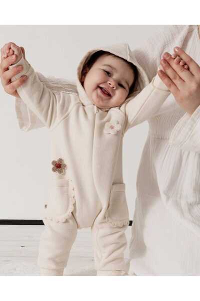 Caramell Barbosa 3 Threaded Embroidered Hooded Stylish Baby Girl Jumpsuit (1-...