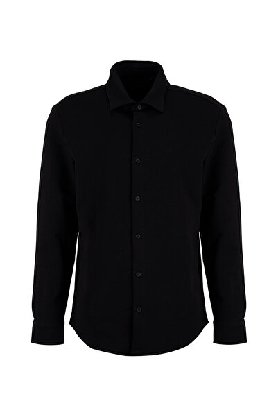 Fabrika Siyah Erkek Slim Fit Gömlek F6WM-GML 2124
