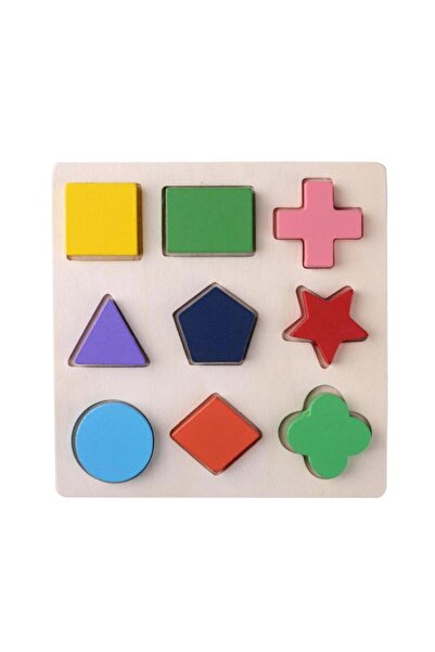 Choice A Wooden Geometric Shapes Montessori Puzzle Sorting Math Bricks Presch...