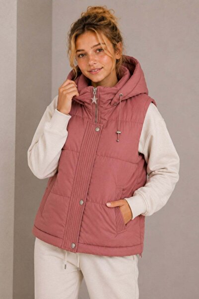 ASYAKİDS CLUB Girl's Removable Hooded Seasonal Snap-On Inflatable Vest