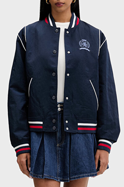 Tommy Jeans Kadın Logolu Regular Fit Kolej Yaka Bomber Ceket/Mont MONT DW0DW2...