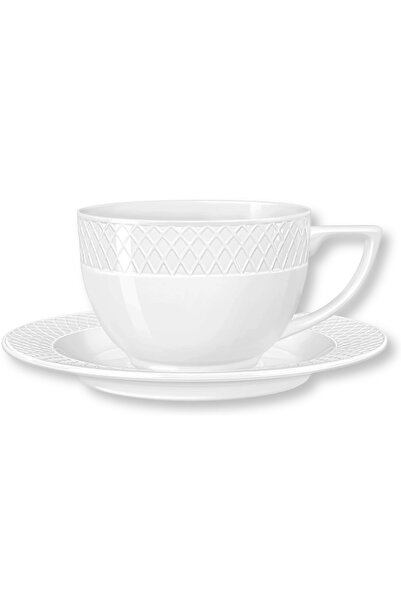 WILMAX ENGLAND Ceasca si Farfurie Portelan Alb, 240 ml, Julia, WILMAX - Elega...