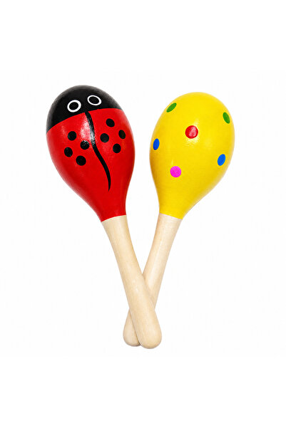Prlk toys Wooden Maracas Double Colorful Rattle – Music and Rhythm Toy