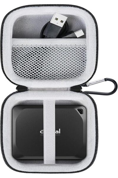 Lacdo حقيبة حمل للقرص الصلب المحمول لـ Crucial X9 Pro/Crucial X10 Pro مع محول...