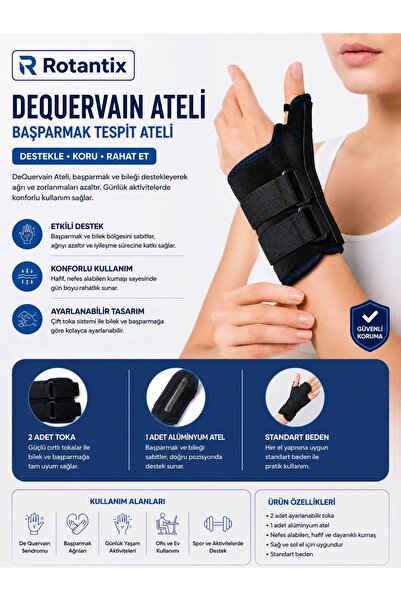 Rotantix Başparmak Tespit Ateli, De Quervain Tendon İltihabı İçin Alüminyum B...