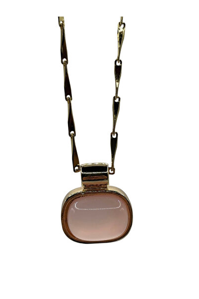 Stelle Jewelry Women's Steel Pink Stone Detailed Necklace 50 cm Gold Color El...