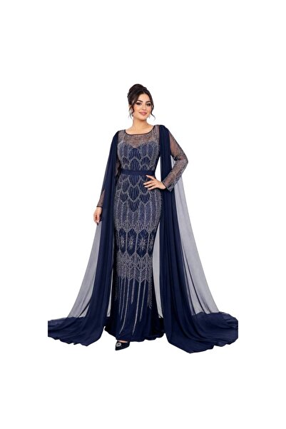 Balerina Luxury evening dress with fully embroidered tulle shawl on the sleev...