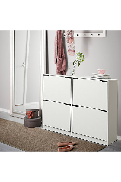 DEKOREX Dulap pentru Pantofi AYK102, 4 Compartimente, 120 x 30 x 82 cm, Alb
