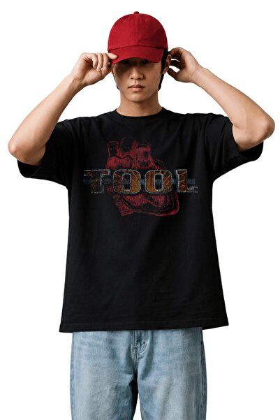 Fuddy Moda Unisex Tool Printed Crew Neck T-Shirt, Oversize Rock Band Themed T...