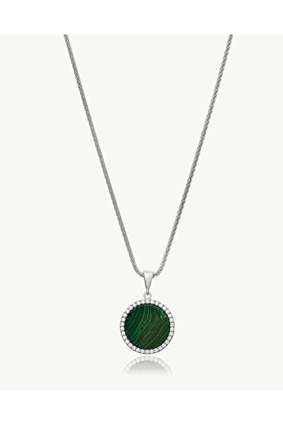 Stemma Jewelry Colier Lant cu Pandantiv Malachite Magic din Argint 925, cu Zi...