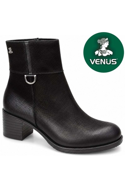 Venüs Narco Genuine Leather Orthopedic Heeled Women's Boots Black
