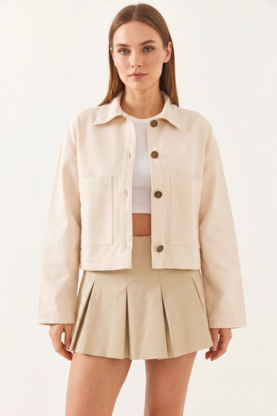 Efnaz style Women's Embroidered Beige Jacket
