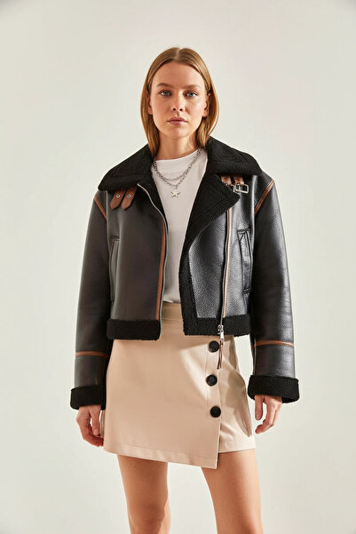 Efnaz style Women's Belted Matte Black Jacket