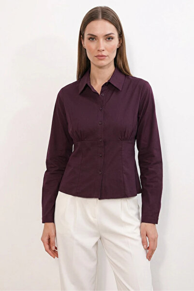 Efnaz style Women's Waist-Fitted Plum Shirt