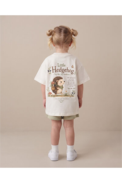 babytex Little Hedgehog Storybook Friends Oversized Kids' T-Shirt - Front and...
