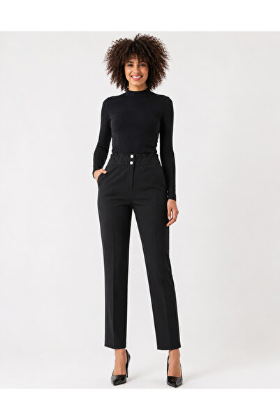 MODİVA Women's High Waist Classic Trousers – Straight Cut