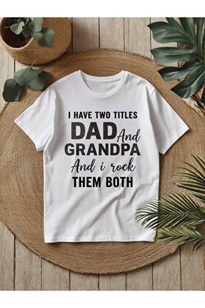 21JNRY تي شيرت رجالي من القطن بطبعة "I Have Two Titles Dad Cotton" - هدية مضح...