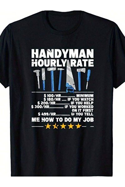 NOURAM Fun Artisan Hourly Wage T-Shirt Tool Pattern Oversized Cotton Tee Cons...