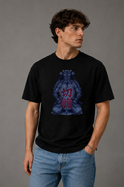 BAGAND Premium Samurai Printed Oversize Unisex T-Shirt Black Warrior T-Shirt