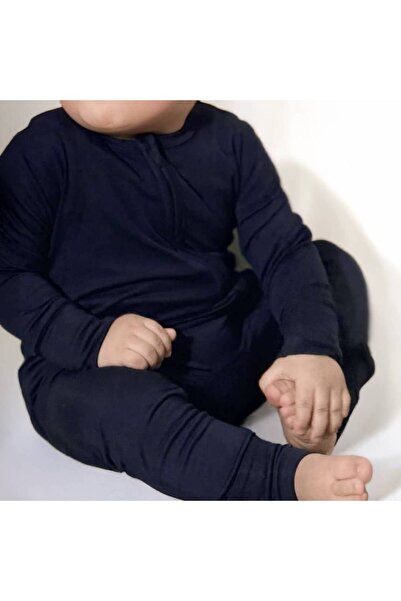 pizames Baby Pajamas Overalls Navy Blue - 6 9