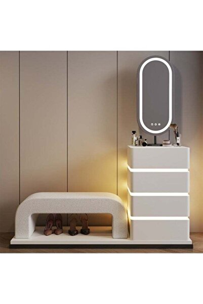 NKX Deal Dressing Table with LED Mirror & Shoe Changing Stool