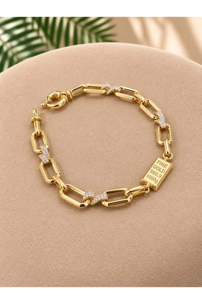 bestmysilver Kadın Gümüş Külçe Görünümlü Bileklik