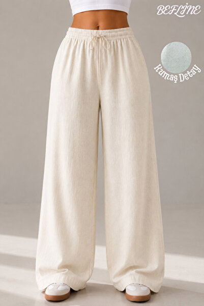 LAVİNİM Women's Natural Linen Oversize Loosefit Comfortable Pants 100% Linen