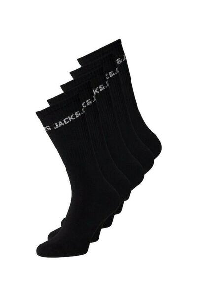 Jack & Jones Σετ 5 ζευγάρια κάλτσες ανδρικές "Basic Tennis" μαύρο