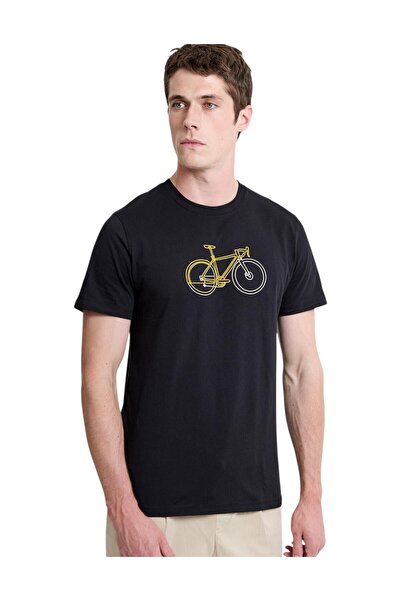 French Connection Men Short Sleeve Organic Bike Print T-Shirt